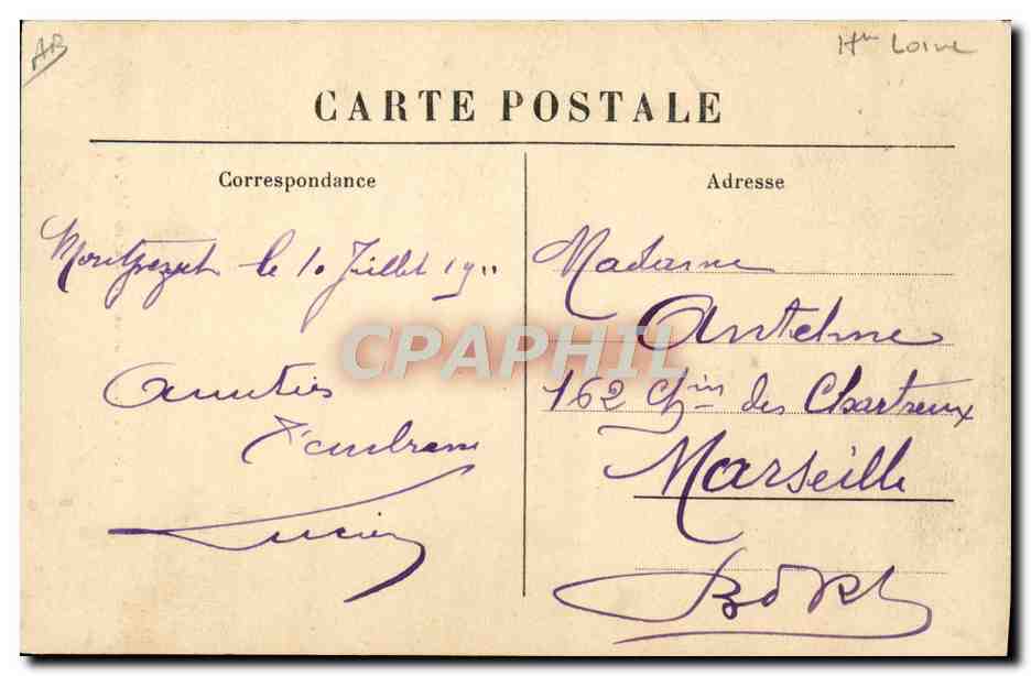 CPA Folklore Type de paysan revenant du marche Le Velay  — Verso