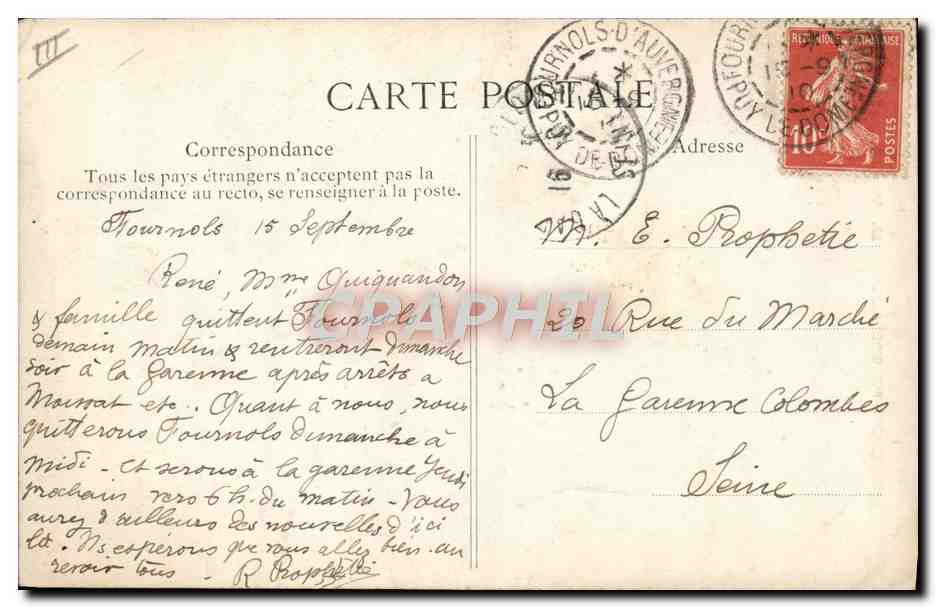 CPA Folklore Auvergne Vieux paysan — Verso