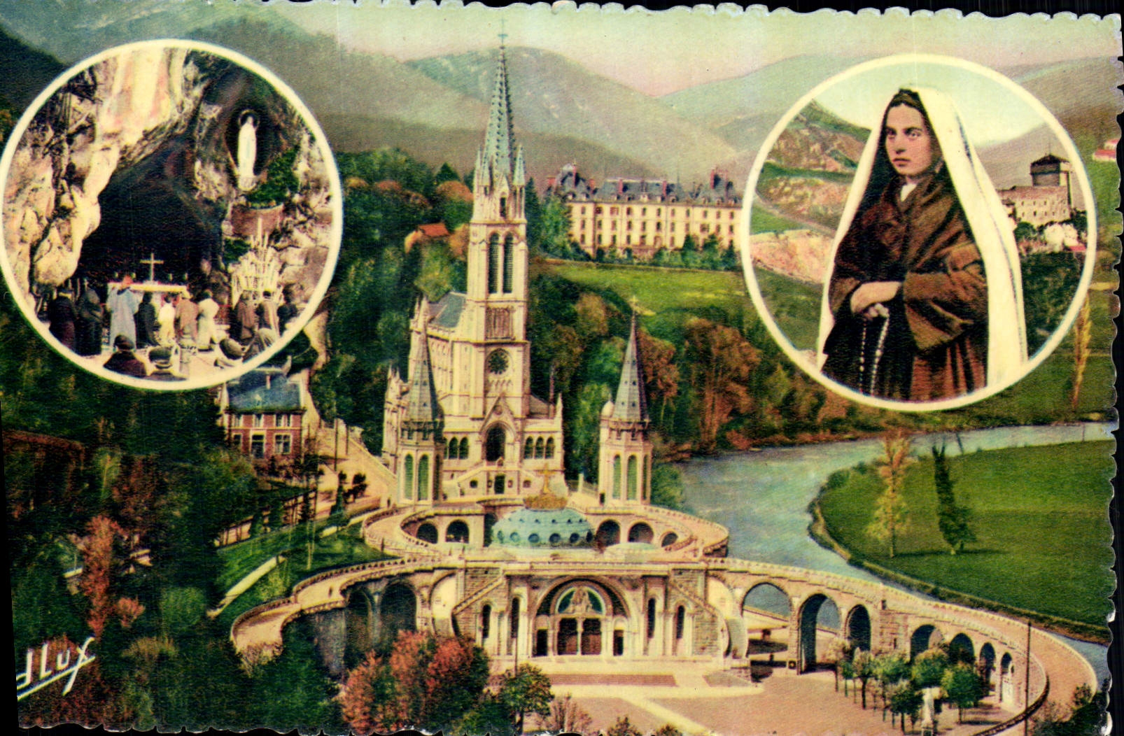 CPM Lourdes La Basilique Ste Bernadette La grotte 