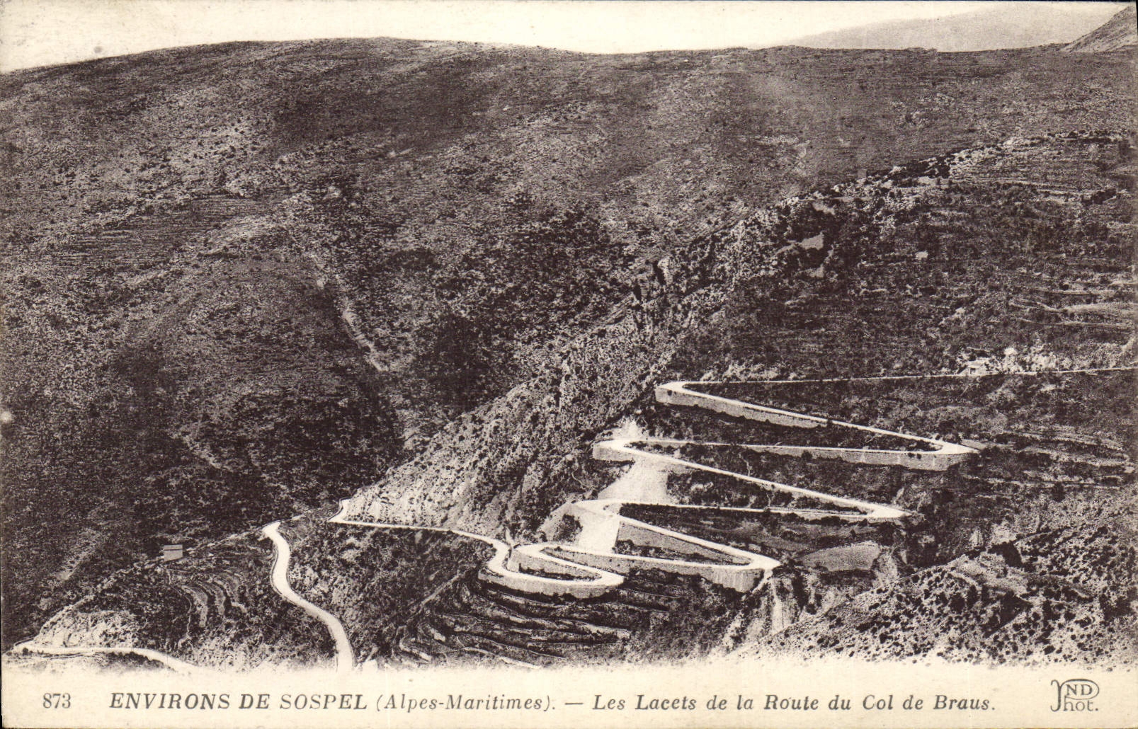 CPA Environs de Sospel Les lacets de la route du col de Braus 