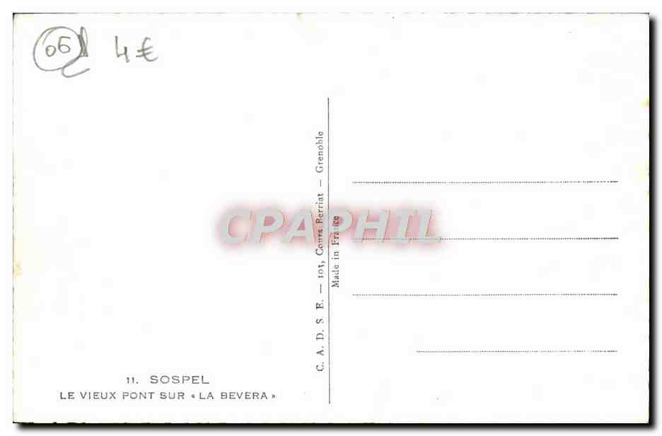 CPA Sospel Le Vieux Pont Sur La Vevera — Rückseite
