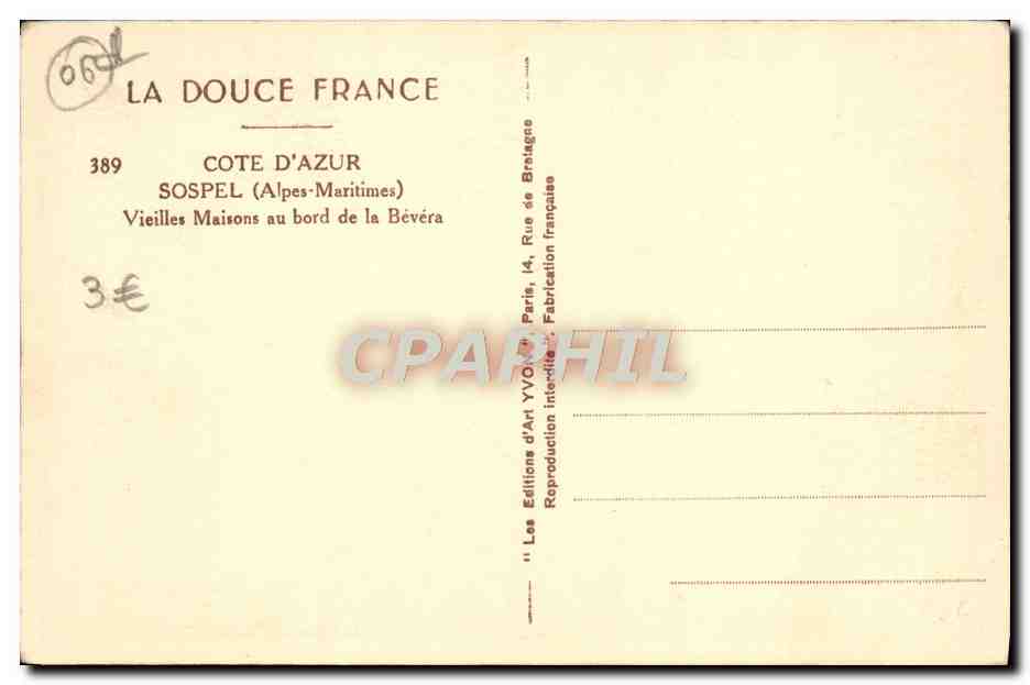 CPA Sospel Vieille Maisons au Bord de la Bevera — Rückseite