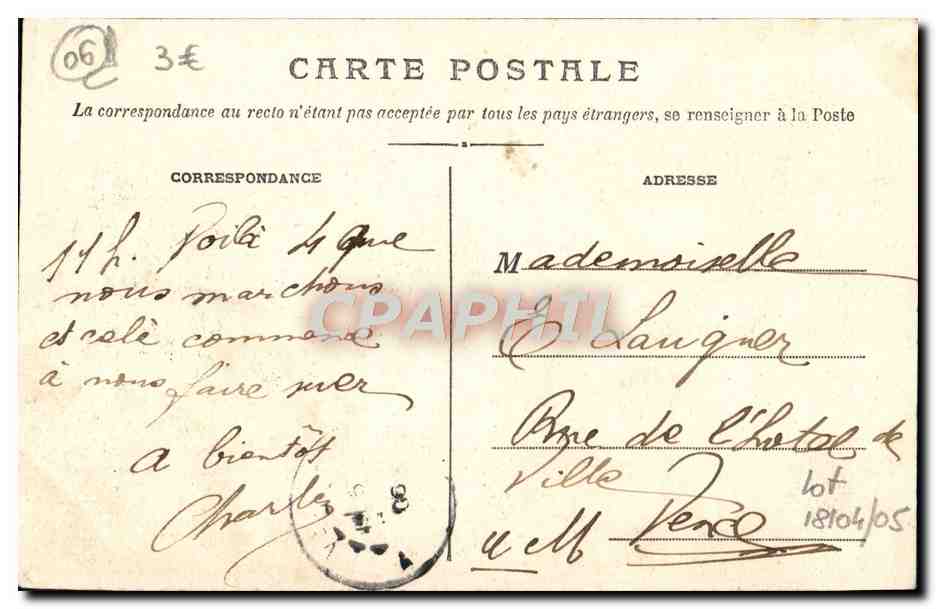 CPA Cannes a Saint Raphael Route de la Corniche d'Or — Verso