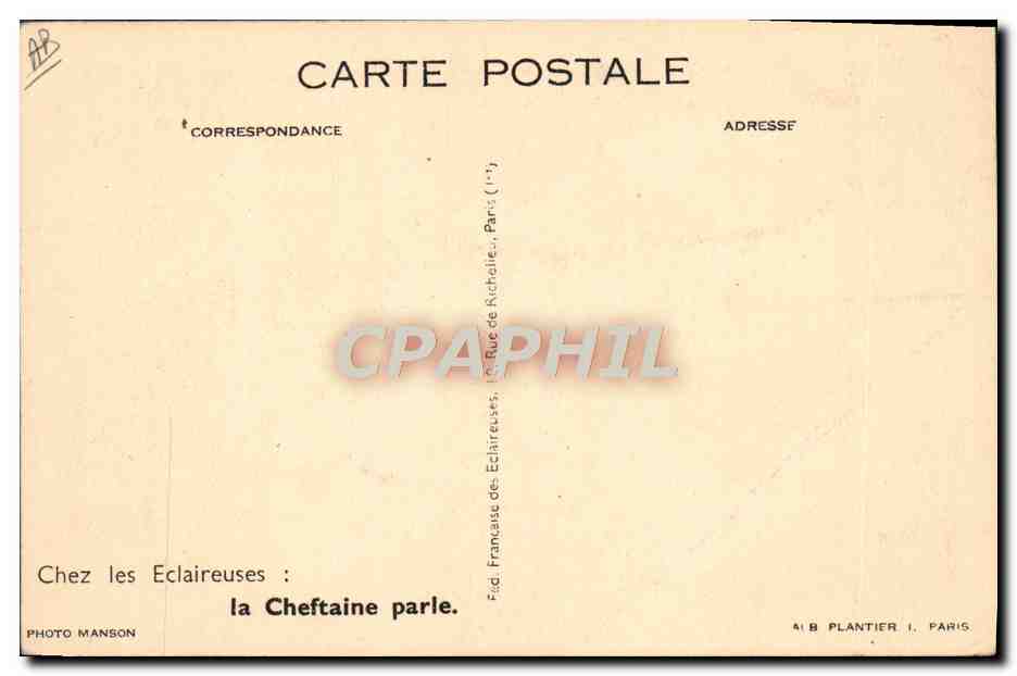 CPA Scout Scoutisme Jamboree Chez les eclaireses La cheftaine parle — Rückseite