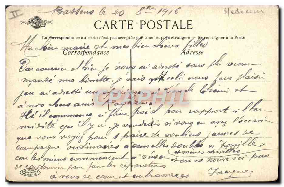 CPA Bordeaux Faculte de medecine et de Pharmacie  — Rückseite
