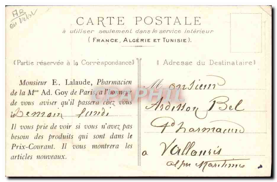 Une boutique d'apothicaire au XVᵉ siècle — D. Des Roches, série (7) — Ad. Goy — Rückseite