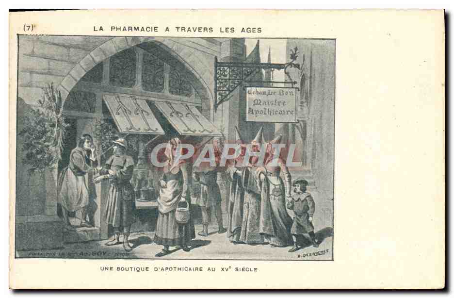 Une boutique d'apothicaire au XVᵉ siècle — série 'La Pharmacie à travers les âges' — D. Desruisseau