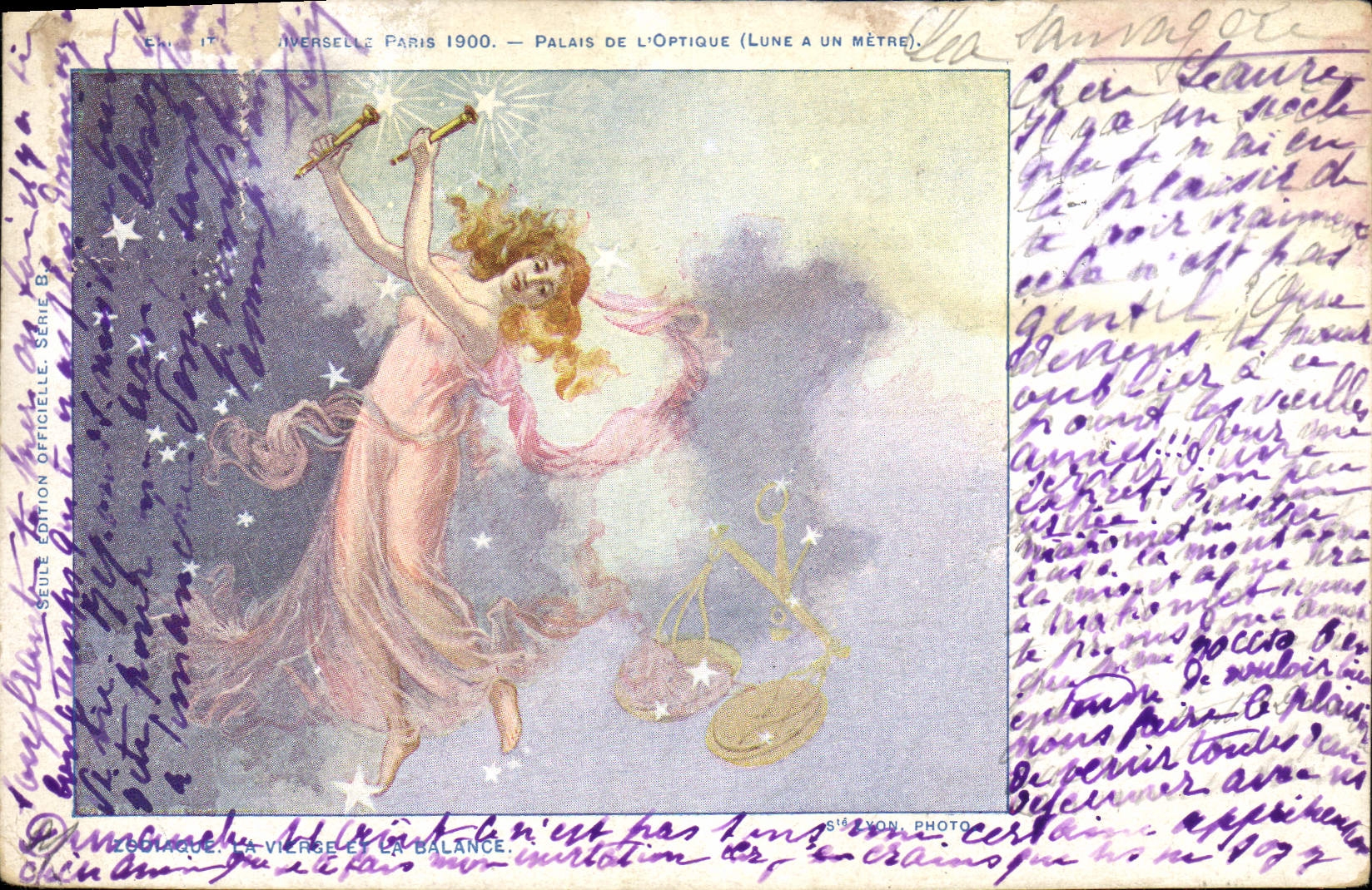 CPA Horoscope Zodiaque La Vierge et la Balance 