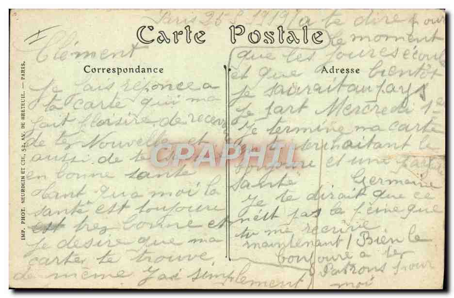 CPA Paris Monument eleve a la memoire de Pasteur — Rückseite