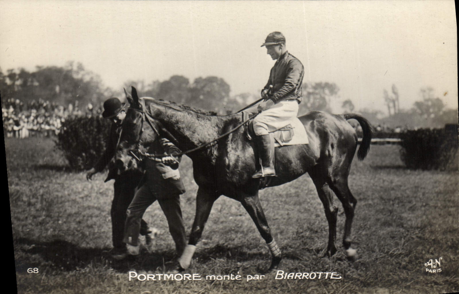 Portmore monté par Biarrotte — course hippique — éditeur A.N. Paris, n° 68