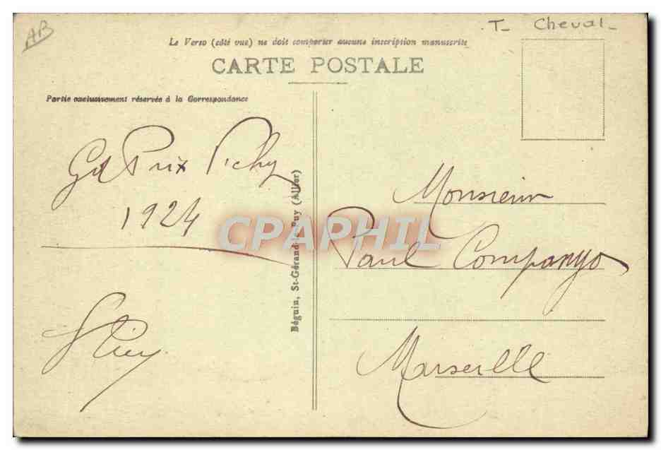 Vichy - Le Champ de Courses — Éditeur Idéal, n° 439 — Verso
