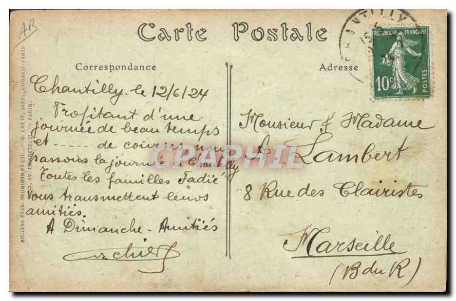 Chantilly — Les Courses, le Derby, l'Arrivée — JND Phot. — Verso