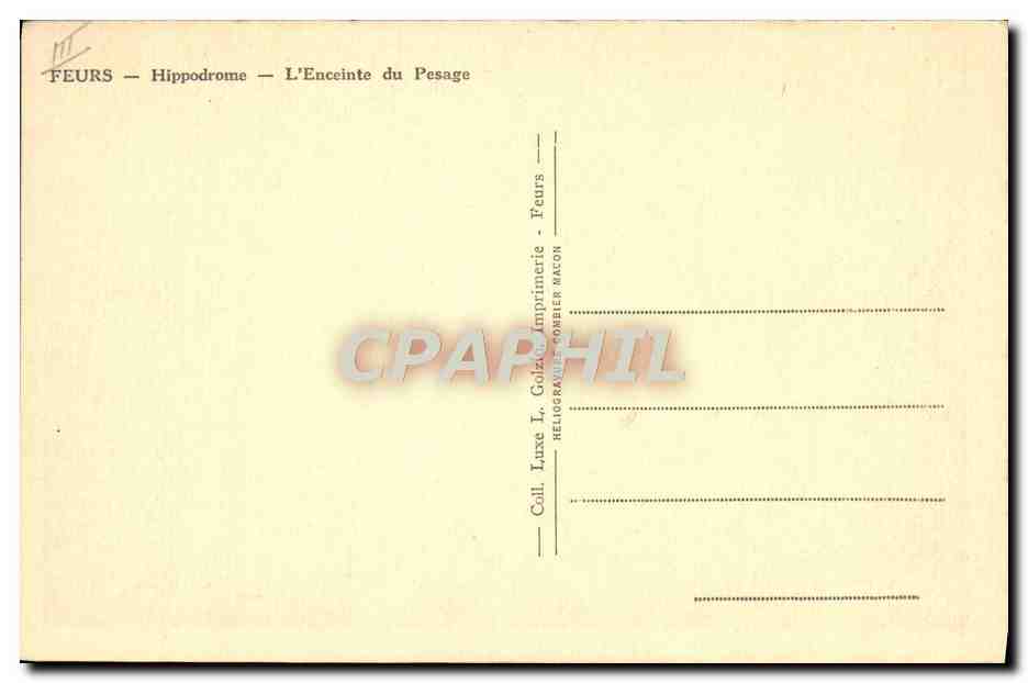 Feurs — Hippodrome — L'Enceinte du Pesage — Cim — Verso