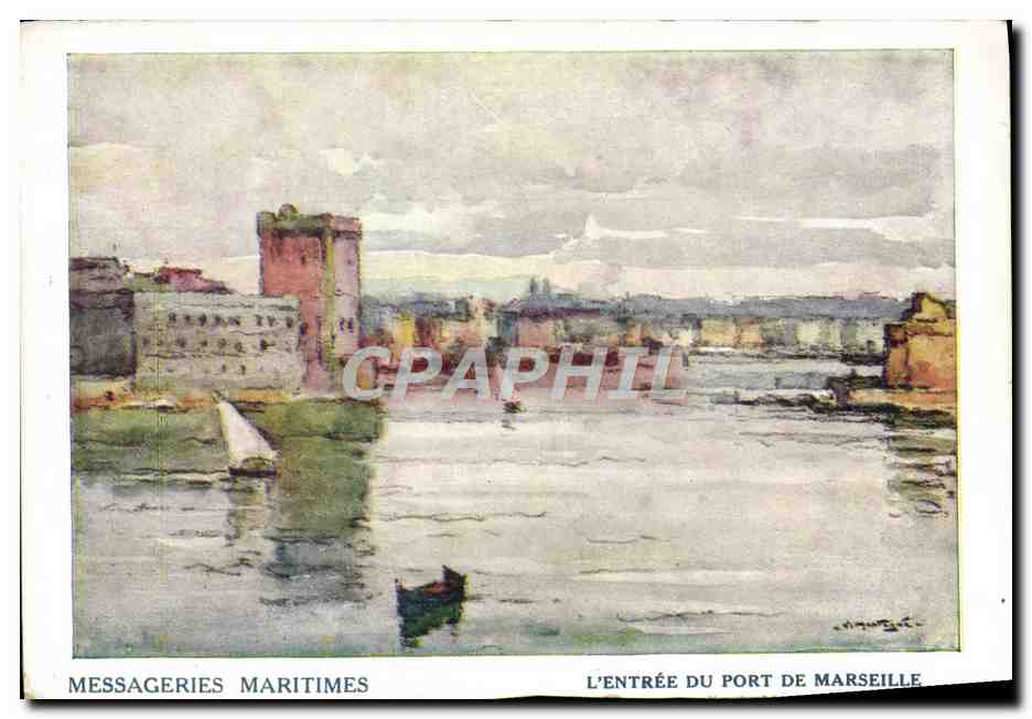 CPA Bateau Paquebot Messageries Maritimes Entree du port de Marseille 