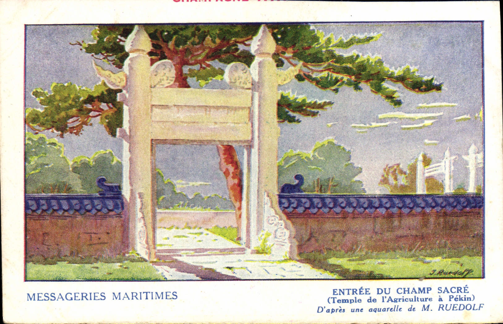 Ingresso del Campo Sacro — Tempio dell'Agricoltura a Pechino — Messageries Maritimes