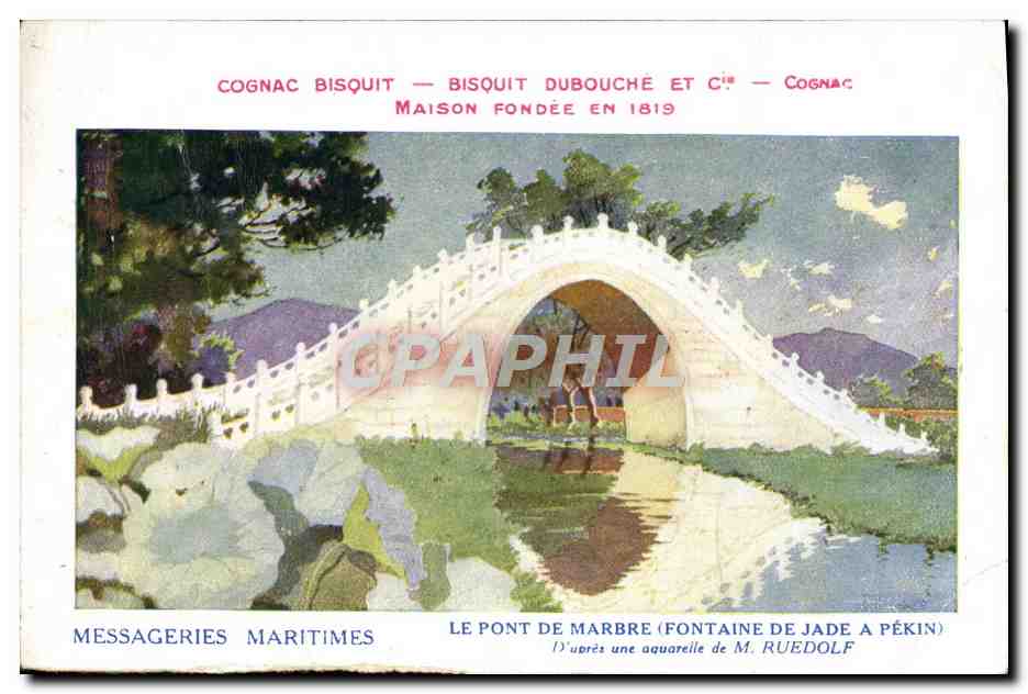 Le Pont de Marbre (Fontaine de Jade à Pékin) — illustration d'après une aquarelle de M. Ruedolf — Messageries Maritimes