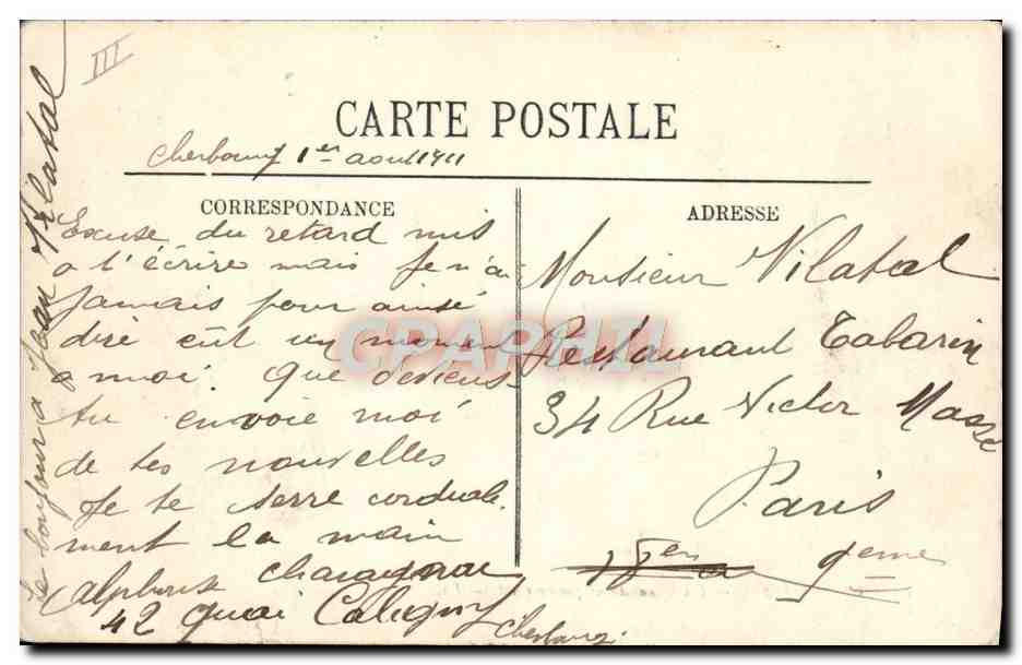 Cherbourg — Un Transatlantique en rade — LL — Reverso