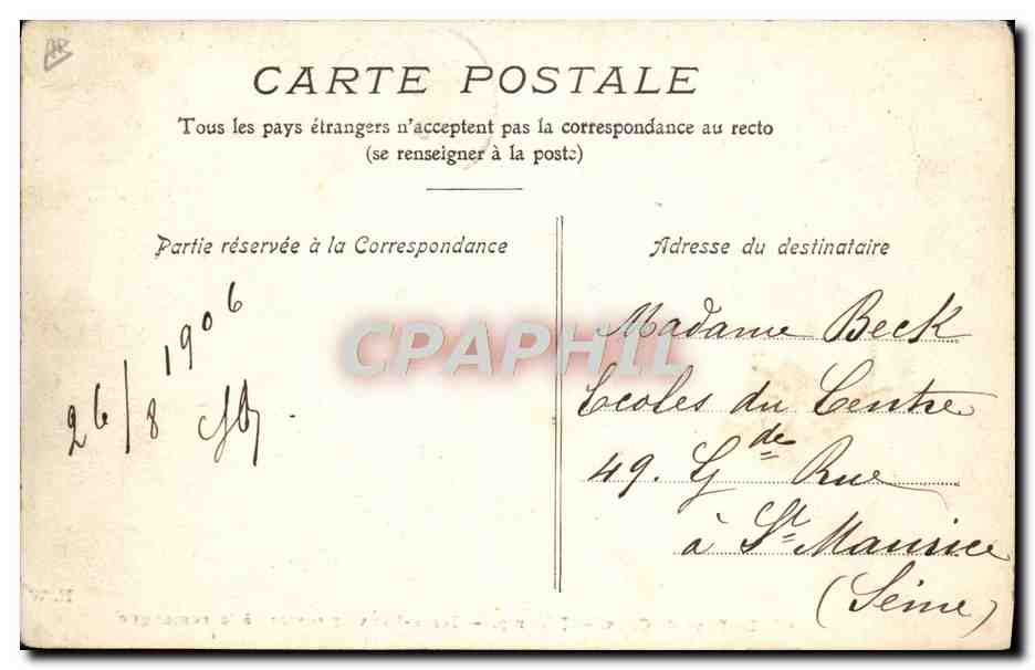 Cartolina d'epoca Bateau Le pays de Caux Fecamp Terre Neuvier sortant a la remorque — Verso