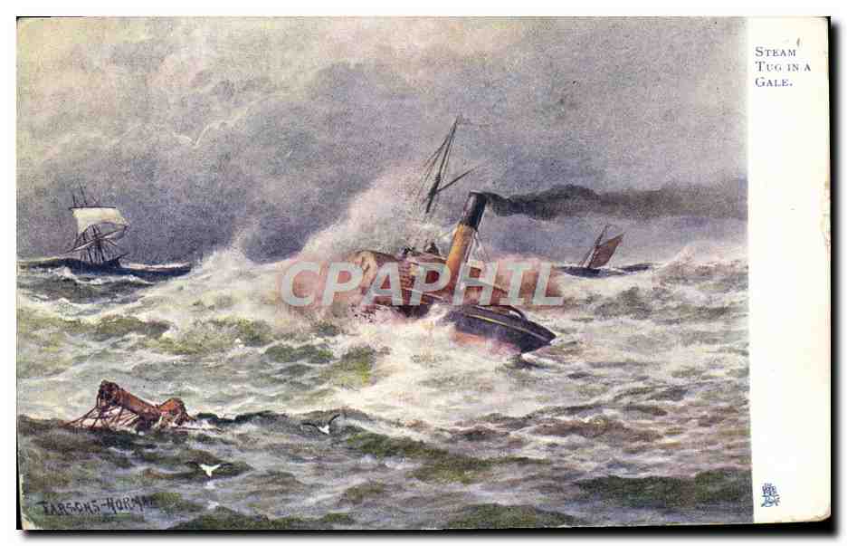 CPA Bateau Steam Tug in a Gale 