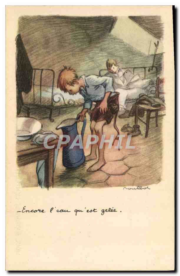 CPA Illustrateur Poulbot Encore l'eau qu'est gelee
