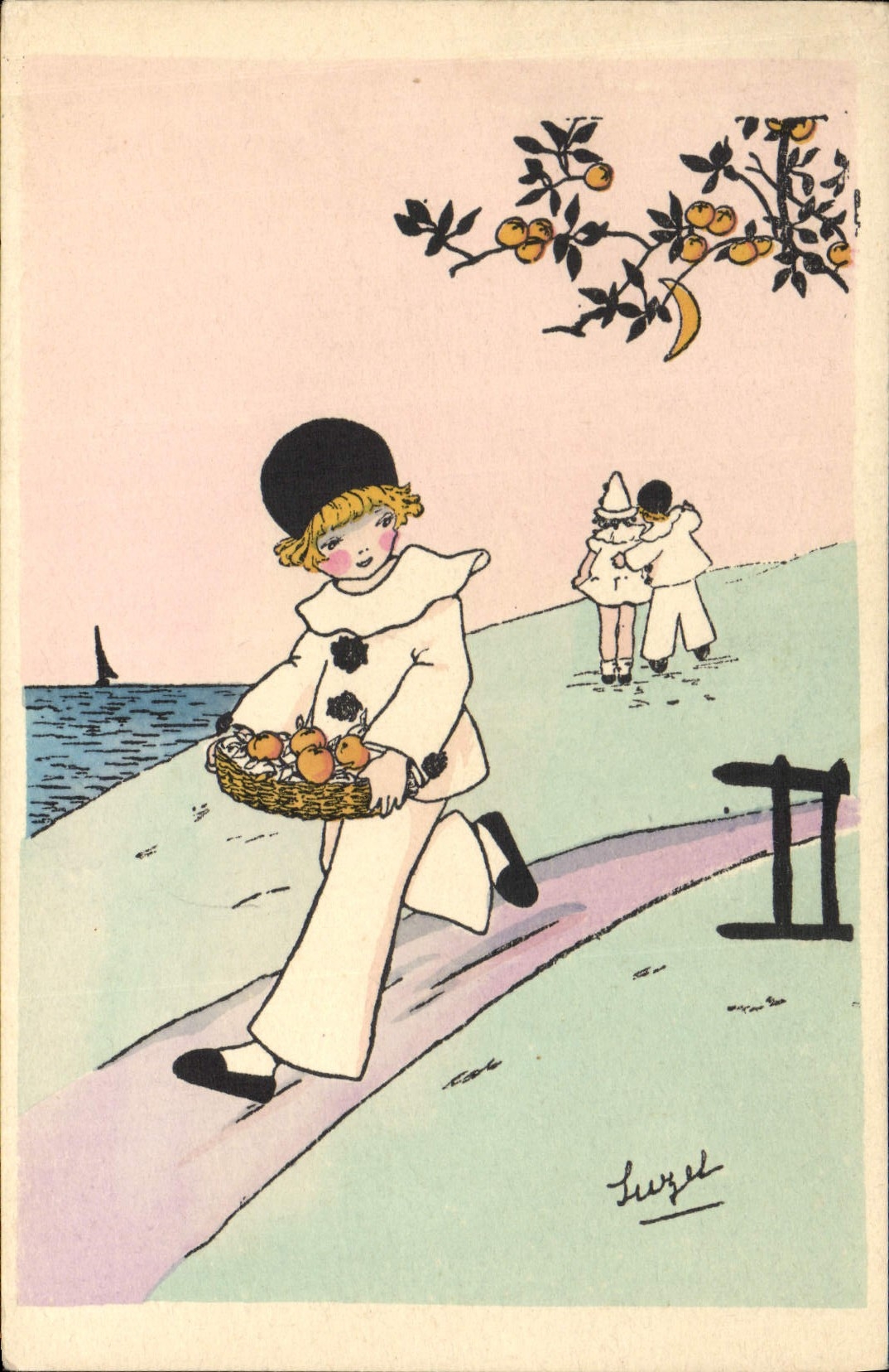 CPA Fantaisie Illustrateur Pierrot 