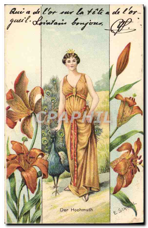 CPA Fantaisie Illustrateur Femme Der Hochmuth 