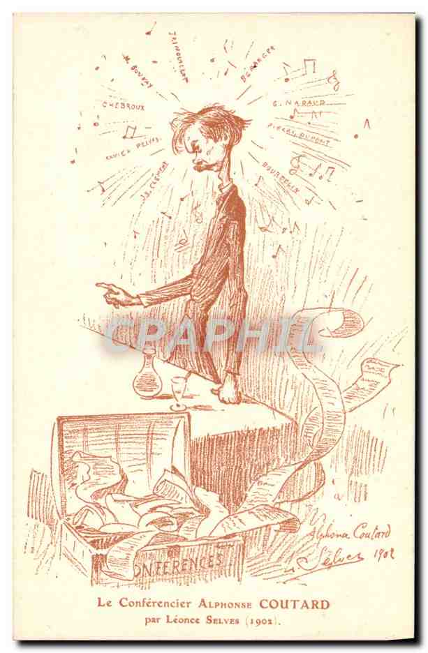 CPA Fantaisie Illustrateur Le conferencier Alphonse Coutard par Leonce Selves 