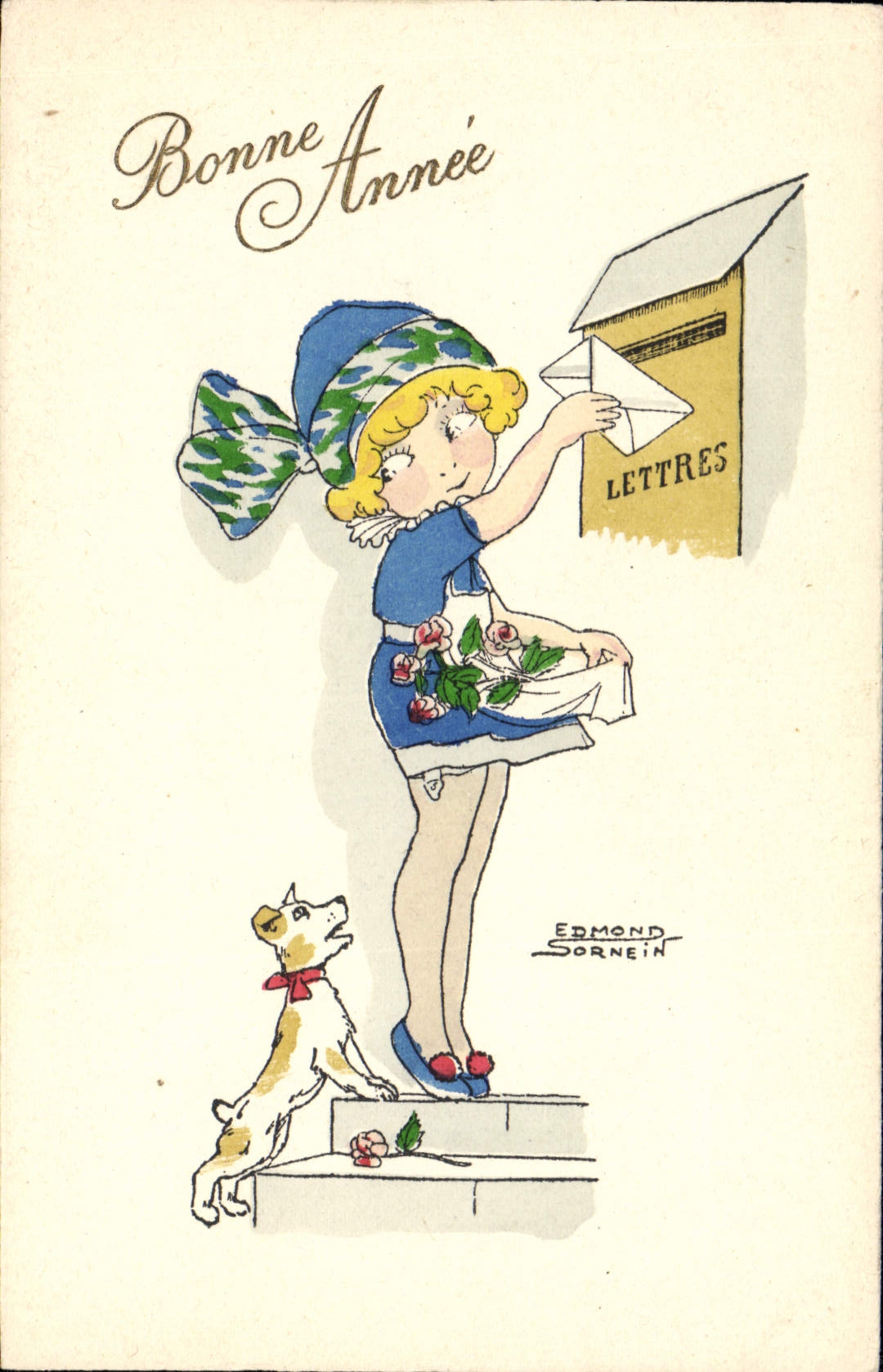 CPA Fantaisie Illustrateur Enfant Boite aux lettres Chien Edmond Sornein