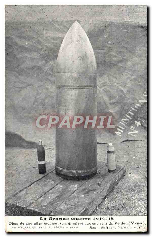 CPA Militaria Obus de 420 allemand