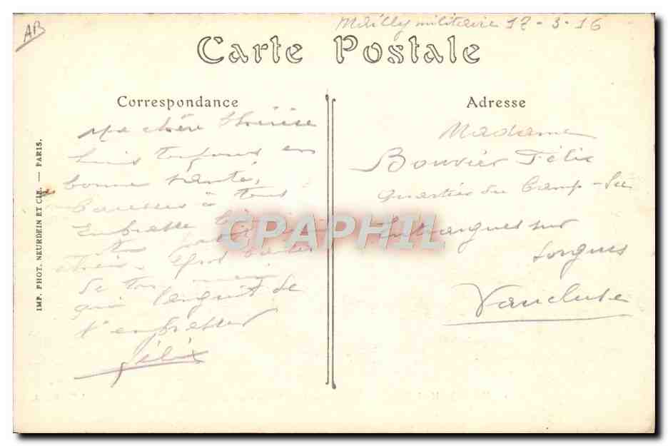 Camp de Mailly — Neuer 155-Lang-Kanonenzieher — ND. Foto. — Rückseite