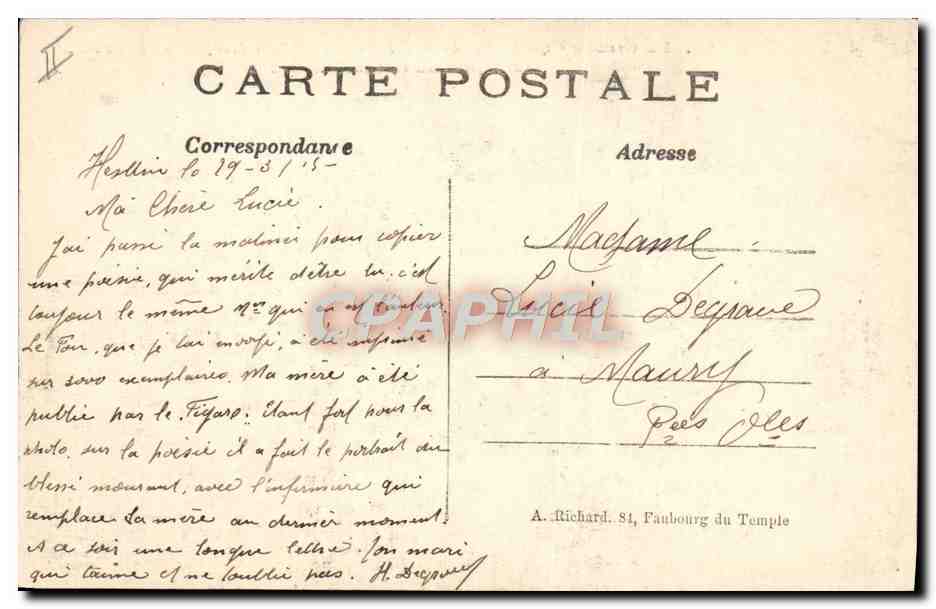 CPA Militaria Batterie d'artillerie francaise de 75 en action sur le front aux environs d'Arras — Rückseite