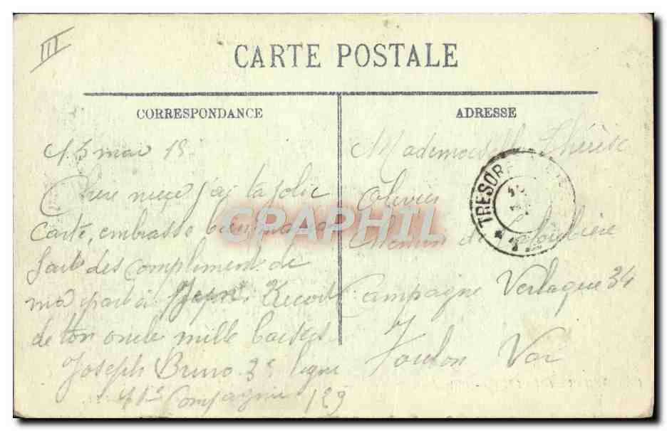 CPA Militaria Artillerie Batterie de 75 allant prendre position — Rückseite