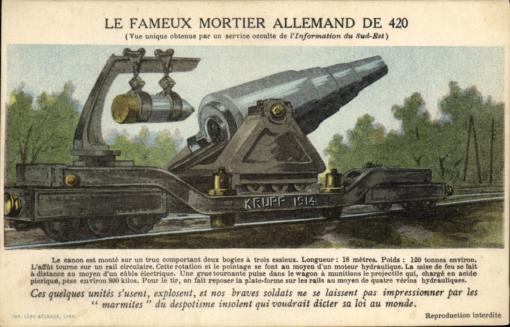CPA Militaria Mortier allemand de 420