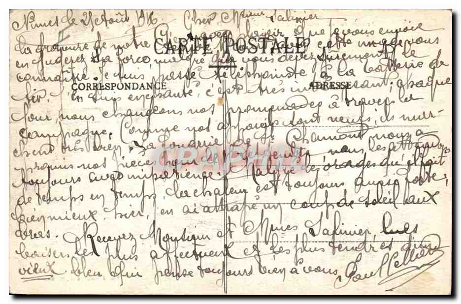CPA Militaria Acieries de la marine Usines de St Chamond Obusier de campagne  — Rückseite