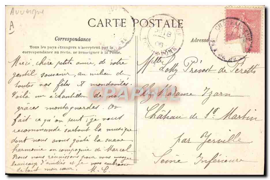 CPA Folklore Auvergne La bourree — Verso