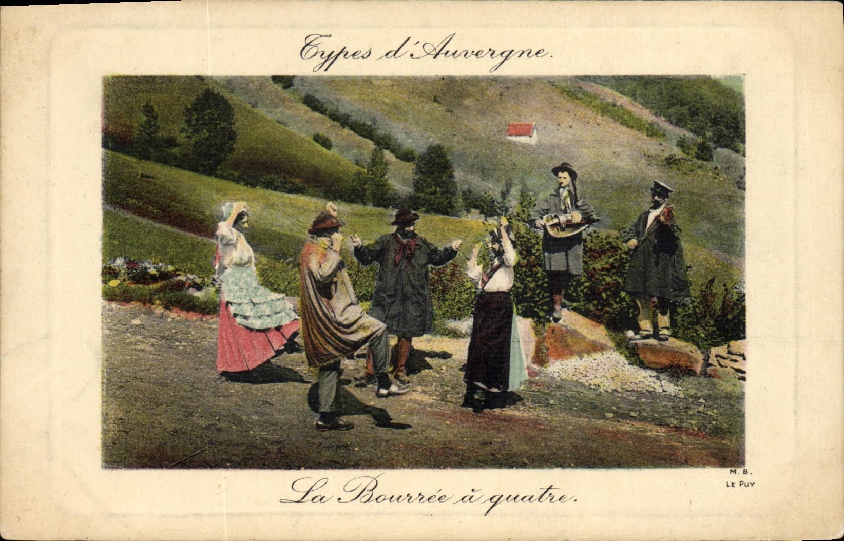 CPA Folklore Auvergne La bourree a quatre 