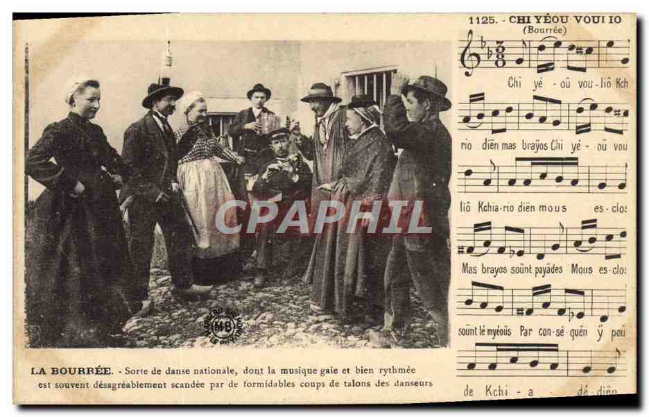 CPA Folklore Auvergne La bourree
