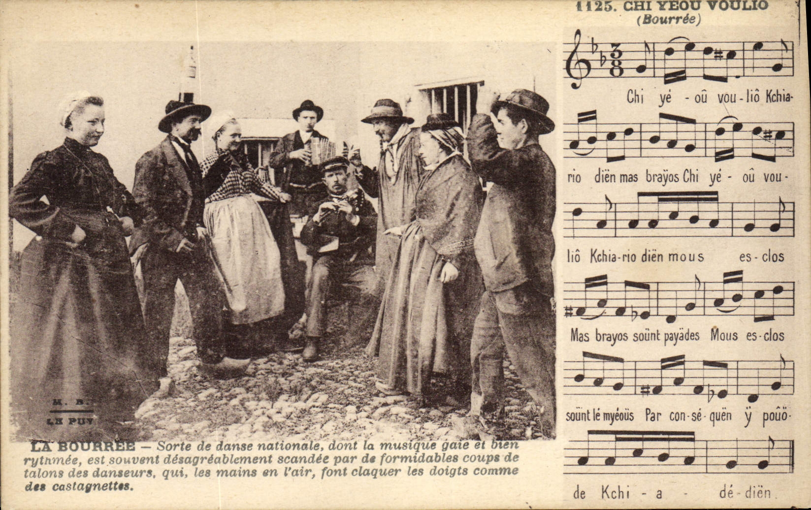 CPA Folklore Auvergne La bourree