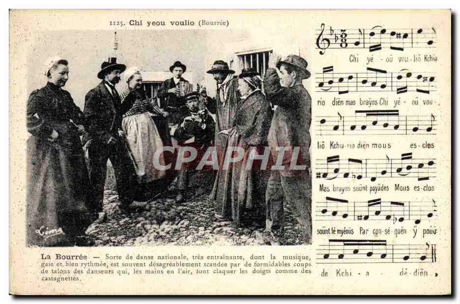 CPA Folklore Auvergne La bourree