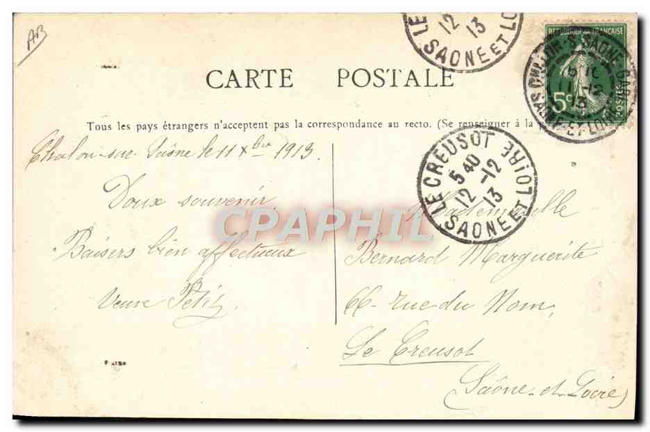 CPA Folklore Bourbonnaise Ane Mule  — Verso
