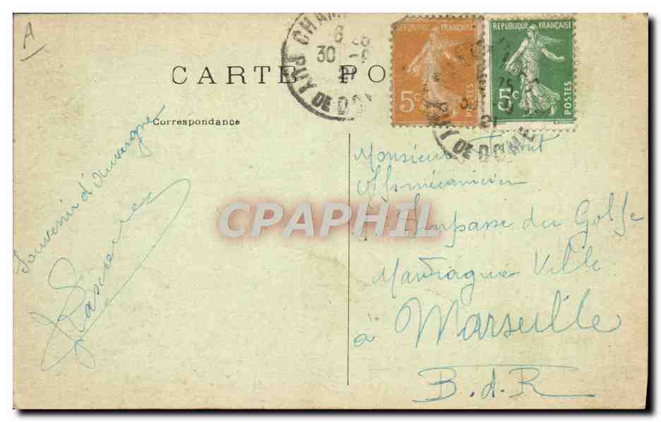 CPA Folklore Auvergne la bourree — Verso