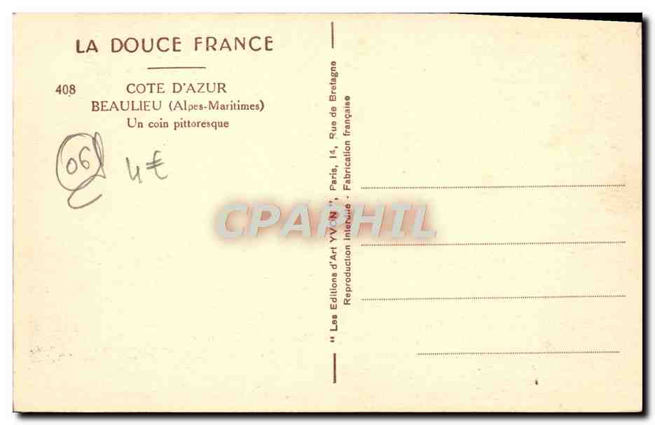 CPA Beaulieu Un coin Pittoresque — Rückseite