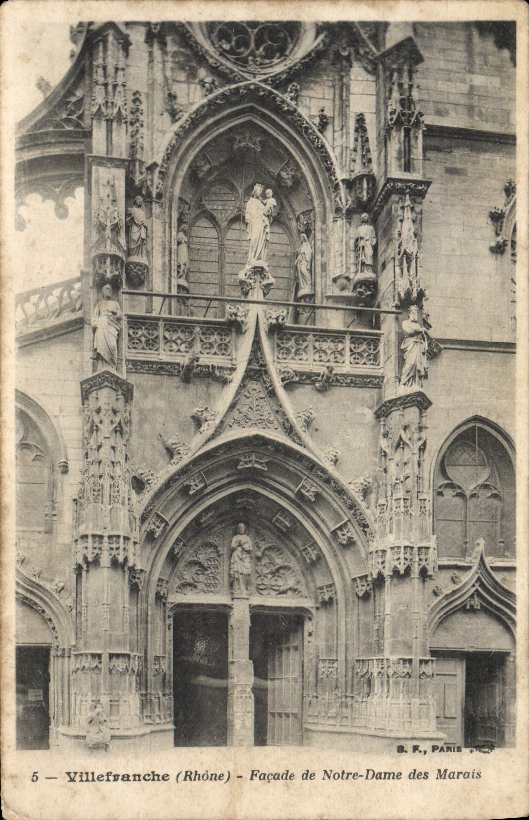 Villefranche (Rhône) — Façade de Notre-Dame des Marais — B.F., Paris