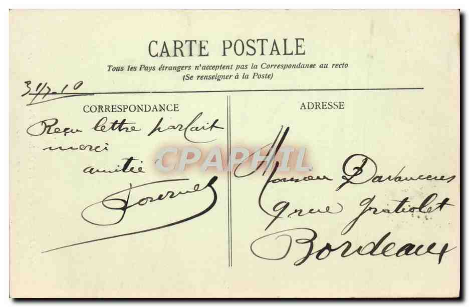 CPA Biarritz Artistique Le Rocher de la Vierge — Rückseite