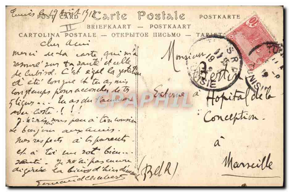 CPA Tunisie Tunis Institut Pasteur — Rückseite