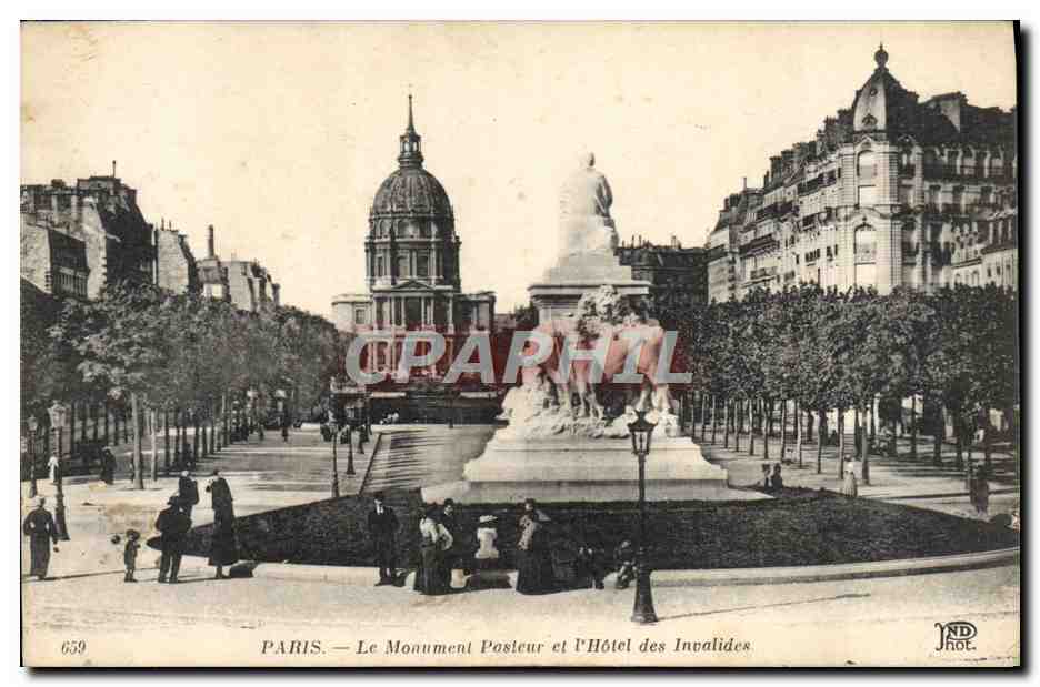 CPA Paris Le monument Pasteur et l'hotel des Invalides 