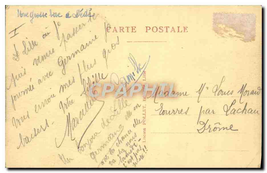 CPA Lille L'institut Pasteur — Rückseite