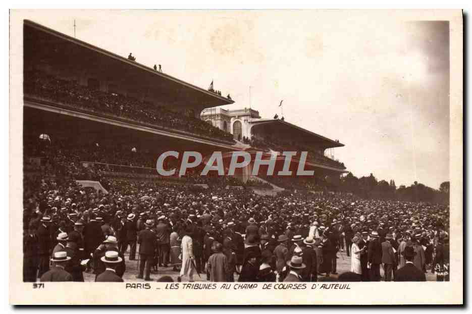 CPA Cheval Equitation Hippisme Paris Les tribunes au champ de courses d'Auteuil