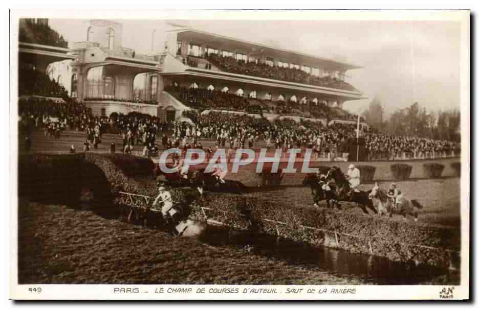 CPA Cheval Equitation Hippisme Paris Le champ de courses d'Auteuil Saut de la riviere