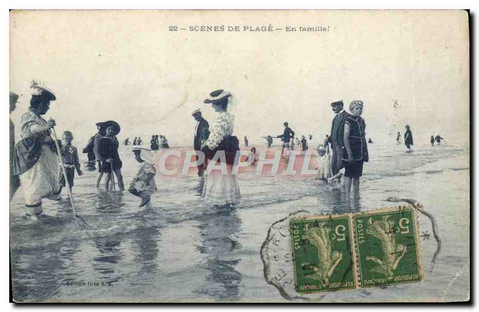 CPA Maillots de bains Femme En famille 